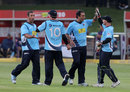 Auckland Aces celebrate a wicket, Auckland v Kolkata Knight Riders, Group A, Champions League Twenty20, Cape Town, October 15, 2012