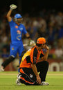 Theo Doropoulos celebrates as Nathan Coulter-Nile looks on, Perth Scorchers v Adelaide Strikers, BBL, Perth, December 9, 2012