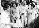 Mike Brearley, Bob Willis, Tony Greig and Alan Knott celebrate England's Ashes win, England v Australia, 4th Test, Headingley, 5th day, August 15, 1977