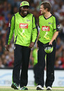 Chris Gayle and Dirk Nannes share a laugh, Sydney Thunder v Sydney Sixers, Big Bash League, Sydney, December 30, 2012
