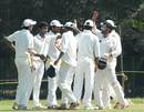 Tamil Nadu celebrate a wicket, Tamil Nadu v Haryana, Ranji Trophy, 4th day, January 1, 2012