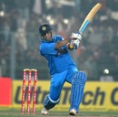 MS Dhoni drives one powerfully, India v Pakistan, 2nd ODI, Kolkata, January 3, 2013