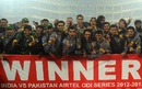 The Pakistan team after the 2-1 victory, India v Pakistan, 3rd ODI, Delhi, January 6, 2013