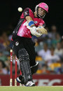 Michael Lumb goes over the top during his 61, Brisbane Heat v Sydney Sixers, Big Bash League, Brisbane, January 7, 2013