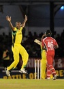 David Bernard appeals for an lbw against Darren Bravo, Trinidad & Tobago v Jamaica, Caribbean T20, Port of Spain, January 6, 2013