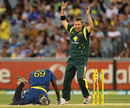 Xavier Doherty reacts as Angelo Mathews is run out, Australia v Sri Lanka, 1st ODI, Melbourne, January 11, 2013