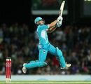 Joe Burns smacks one through off, Hobart Hurricanes v Brisbane Heat, BBL 2012-13, Hobart, January 12, 2013