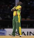 Liam Sebastien strikes a pose after taking a wicket, Leeward Islands v Windward Islands, Caribbean T20, January 12, 2013