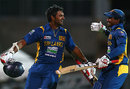 Lahiru Thirimanne is congratulated by Kushal Perera for his century, Australia v Sri Lanka, 2nd ODI, Adelaide, January 13, 2013