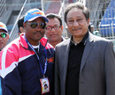 Brian Lara with BCB chief Nazmul Hassan after the Barisal-Chittagong game, Barisal Burners v Chittagong Kings, Bangladesh Premier League, Khulna, January 24, 2013