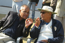 Debu Mitra has a word with Niranjan Shah, Saurashtra v Punjab, Ranji trophy 2012-13, semi-final, Rajkot, January 20, 2013