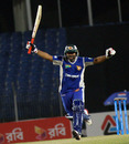 Shahriar Nafees reacts after reaching his century, Khulna Royal Bengals v Duronto Rajshahi, Bangladesh premier League, Khulna, January 24, 2013