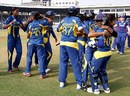 Sri Lankan players celebrate after their one-wicket victory, England v Sri Lanka, Women's World Cup 2013, Group A, Mumbai, February 1, 2013