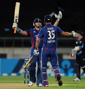 Michael Lumb and Alex Hales celebrate the series victory, New Zealand v England, 3rd T20, Wellington, February 15, 2013