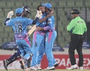 Chittagong Kings players celebrate a fall of wicket, Chittagong Kings v Sylhet Royals, BPL, Mirpur, February 18, 2013