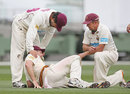 Matthew Gale injured his knee, Victoria v Queensland, Sheffield Shield, Melbourne, February 19, 2013