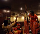 Dhaka Gladiators players celebrate their BPL win, Dhaka Gladiators v Chittagong Kings, Final, Bangladesh Premier League, Mirpur, February 19, 2013