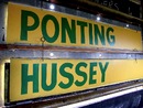 Ricky Ponting and Michael Hussey name plates inside WACA scoreboard, Western Australia v Tasmania, Sheffield Shield, Perth, February 22, 2013