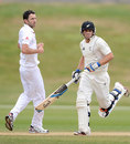 Tom Latham takes a run as Graham Onions follows through, New Zealand XI v England XI tour game, Queenstown, 4th day, March 2, 2013