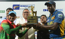 Mushfiqur Rahim and Angelo Mathews with the trophy, Sri Lanka v Bangladesh, 3rd ODI, Kandy, March 28, 2013