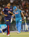 Umesh Yadav heads towards his team-mates after picking up a wicket, Delhi Daredevils v Pune Warriors, IPL, Raipur, April 28, 2013