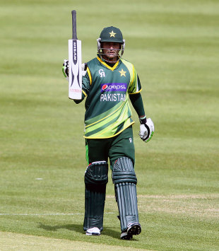 Mohammad Hafeez scored his fifth ODI century, but Ireland managed to tie the rain-hit match in Dublin