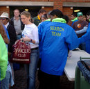 Security guards check for any items that breached the ICC rules on ambush marketing, South Africa v West Indies, ICC Champions Trophy, September 18, 2004