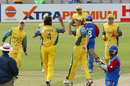 Jason Gillespie celebrates dismissing Donovan Blake, Australia v USA, 5th match, ICC Champions Trophy, Southampton, September 13, 2004