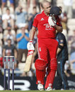 Jonathan Trott kisses the English lions badge after reaching his century, England v New Zealand, 2nd ODI, Ageas Bowl, June 2, 2013