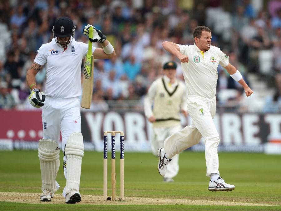 Siddle after dismissing Pietersen early. Courtesy - ESPNCricinfo