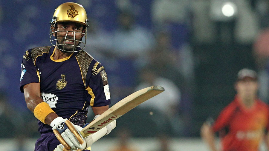 Robin Uthappa reacts after playing a shot during his 23 Robin Uthappa reacts after playing a shot during his 23