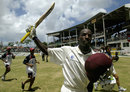 ST JOHN'S, ANTIGUA - MAY 13: Vasbert Drakes of the West Indies celebrates the win during day five of the Fourth Test between the West Indies and Australia played at the Recreation Oval May 13, 2003 in St John's, Antigua.