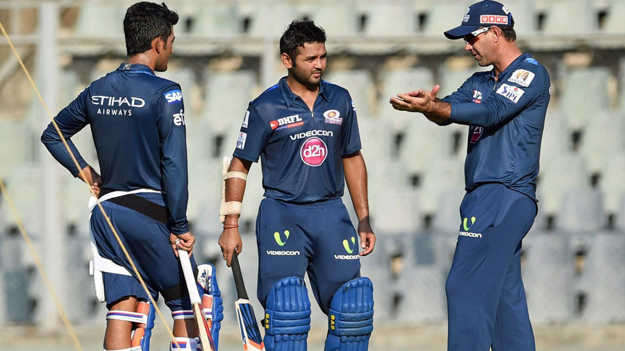 Ricky Ponting shares a few tips with Parthiv Patel during a training session Ricky Ponting shares a few tips with Parthiv Patel during a training session