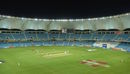 A view of the Dubai International Cricket Stadium after the lights came on, Pakistan v West Indies, 1st Test, Dubai, 1st day, October 13, 2016 A view of the Dubai International Cricket Stadium after the lights came on, Pakistan v West Indies, 1st Test, Dubai, 1st day, October 13, 2016