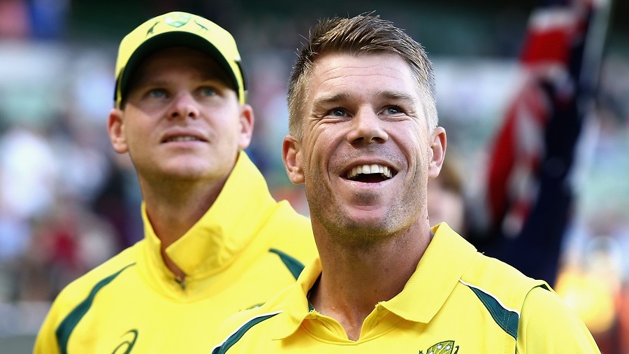 David Warner and Steven Smith look on before the start of the match David Warner and Steven Smith look on before the start of the match