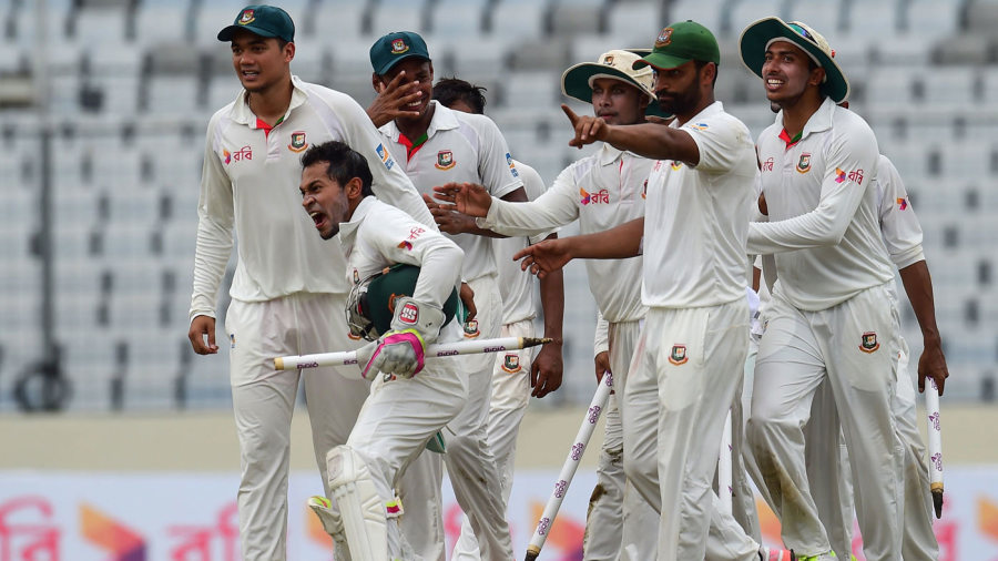 Bangladesh celebrate their maiden Test win over Australia Bangladesh celebrate their maiden Test win over Australia