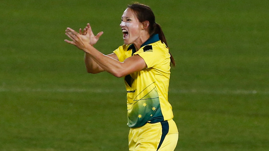 Megan Schutt celebrates the wicket of Tammy Beaumont Megan Schutt celebrates the wicket of Tammy Beaumont