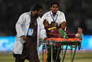 Veerasammy Permaul gestures as he lies on a stretcher after being injured, Pakistan v West Indies, 1st T20I, Karachi, April 1, 2018 Veerasammy Permaul gestures as he lies on a stretcher after being injured, Pakistan v West Indies, 1st T20I, Karachi, April 1, 2018