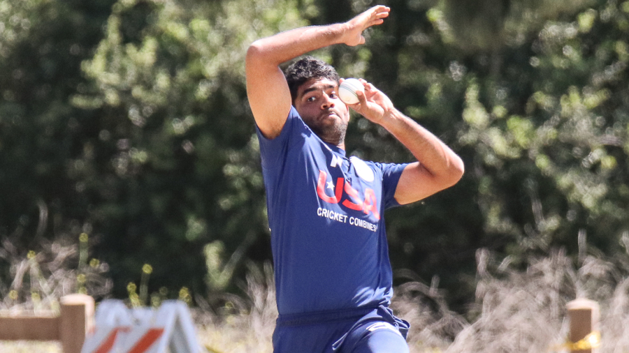Saurabh Netravalkar leaps into his delivery stride at USA trials Saurabh Netravalkar leaps into his delivery stride at USA trials