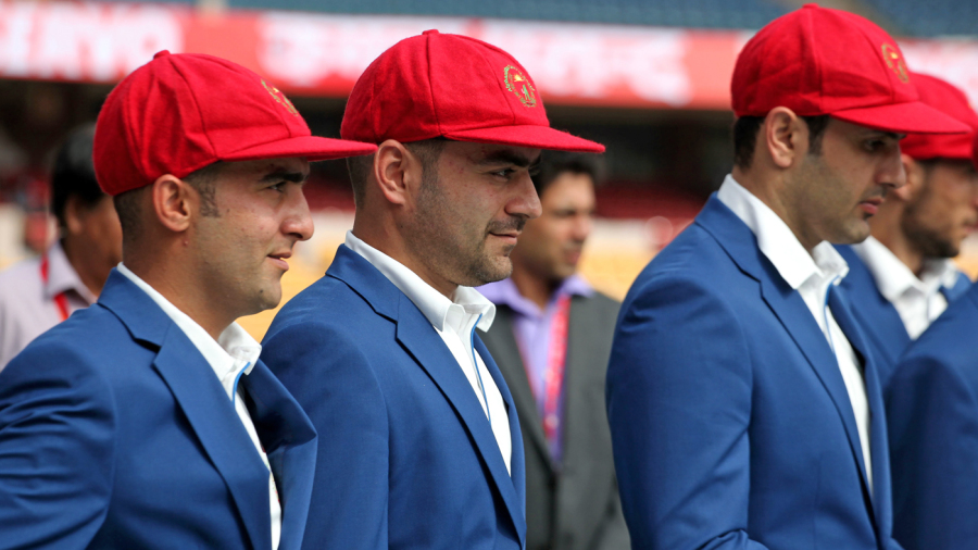 The Afghanistan players, including Rashid Khan and Mohammad Nabi don their maiden Test caps The Afghanistan players, including Rashid Khan and Mohammad Nabi don their maiden Test caps
