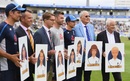 Alastair Cook, Graeme Swann, Robert Hutton (for Len Hutton), James Anderson, Bob Willis and David Gower felicitated as part of ECB's all-time XI, England v India, 1st Test, 3rd day, Edgbaston, August 3, 2018