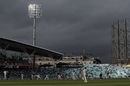 Dark clouds and close-in fielders gathered on Tuesday evening, England v India, 5th Test, The Oval, 5th day, September 11, 2018 Dark clouds and close-in fielders gathered on Tuesday evening, England v India, 5th Test, The Oval, 5th day, September 11, 2018