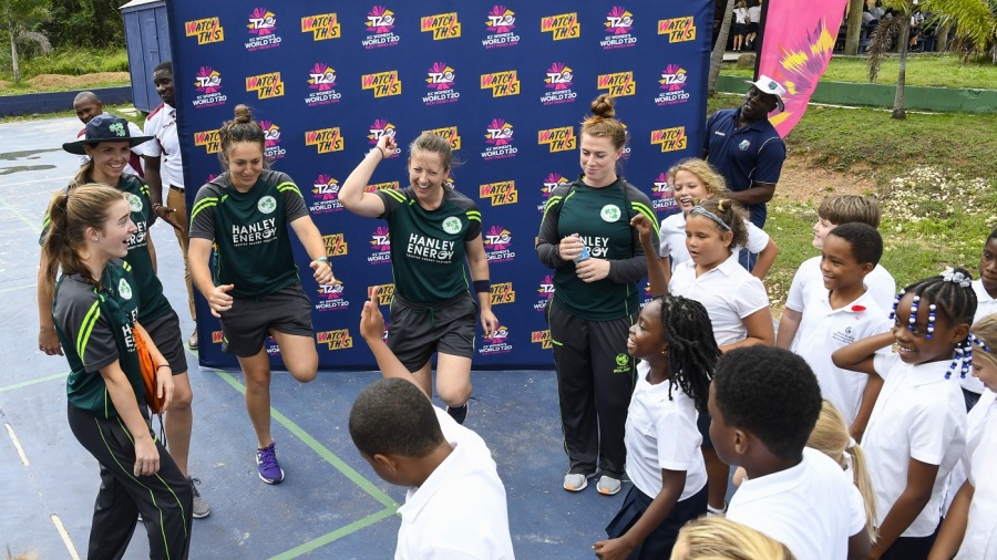 Ireland's players attend a community outreach programme in the Caribbean Ireland's players attend a community outreach programme in the Caribbean