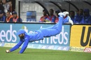 Dinesh Karthik completes a catch, New Zealand v India, 1st T20I, Wellington, February 6, 2019