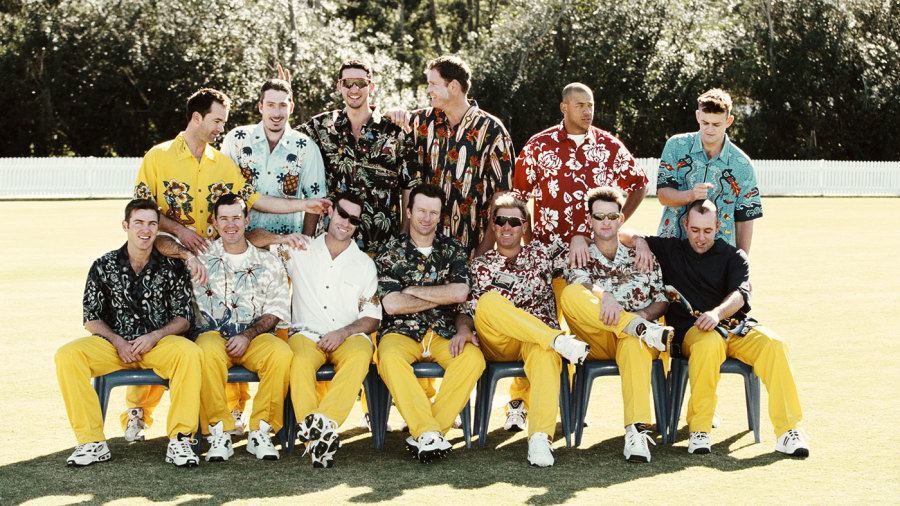 The Australian one-day squad pose in Hawaiian shirts in Brisbane The Australian one-day squad pose in Hawaiian shirts in Brisbane