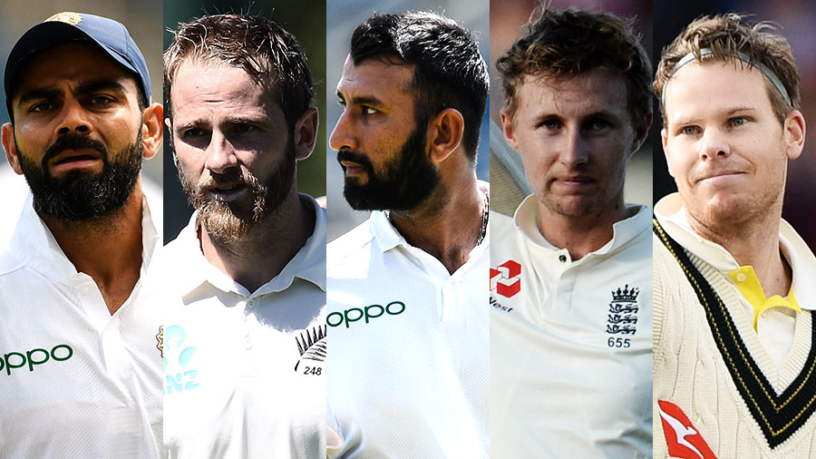 Composite: Virat Kohli, Kane Williamson, Cheteshwar Pujara, Joe Root and Steven Smith Composite: Virat Kohli, Kane Williamson, Cheteshwar Pujara, Joe Root and Steven Smith