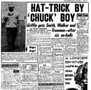 Geoff Griffin's hat-trick as reported by the <I>Daily Mirror</I>, June 25, 1960