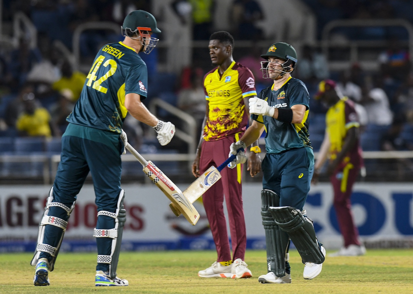 Australia go 2-0 up as Inglis, Green sour Russell's farewell