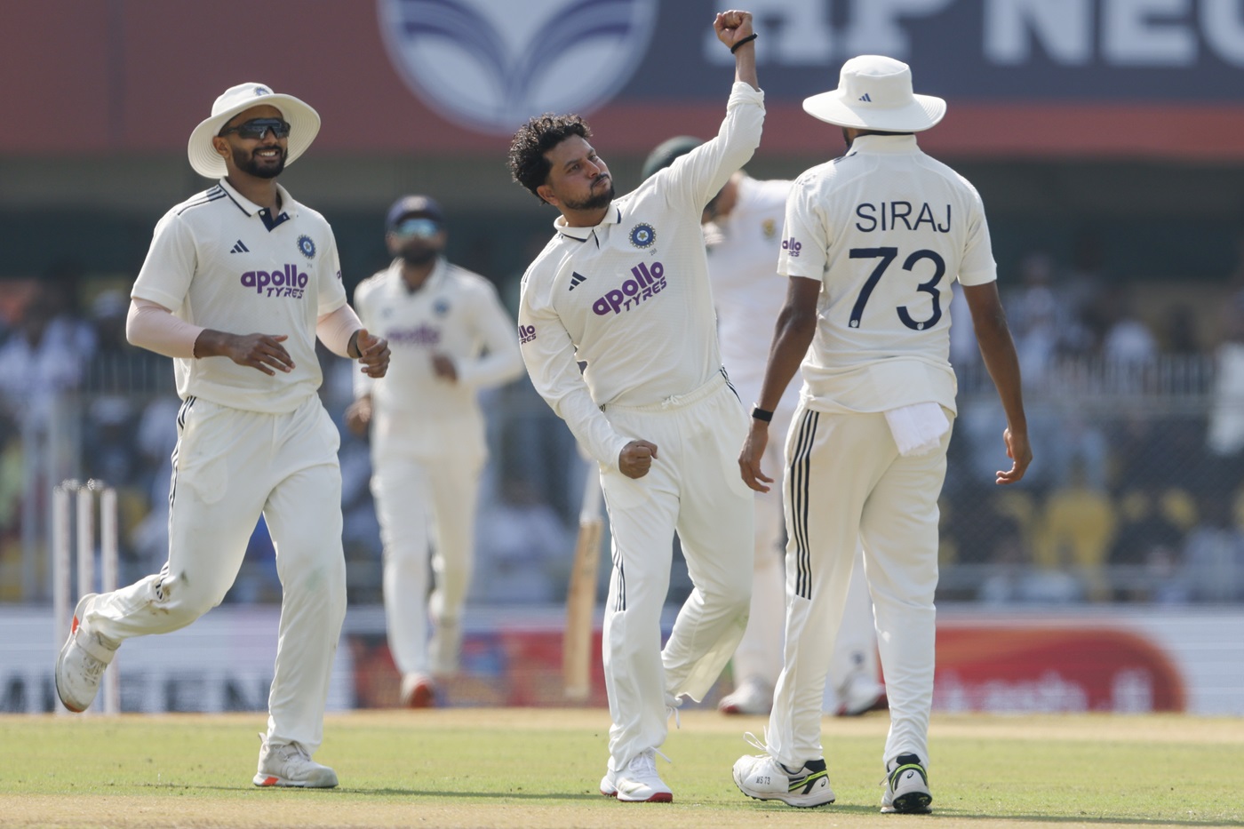 Kuldeep three-for gives India edge on flat pitch