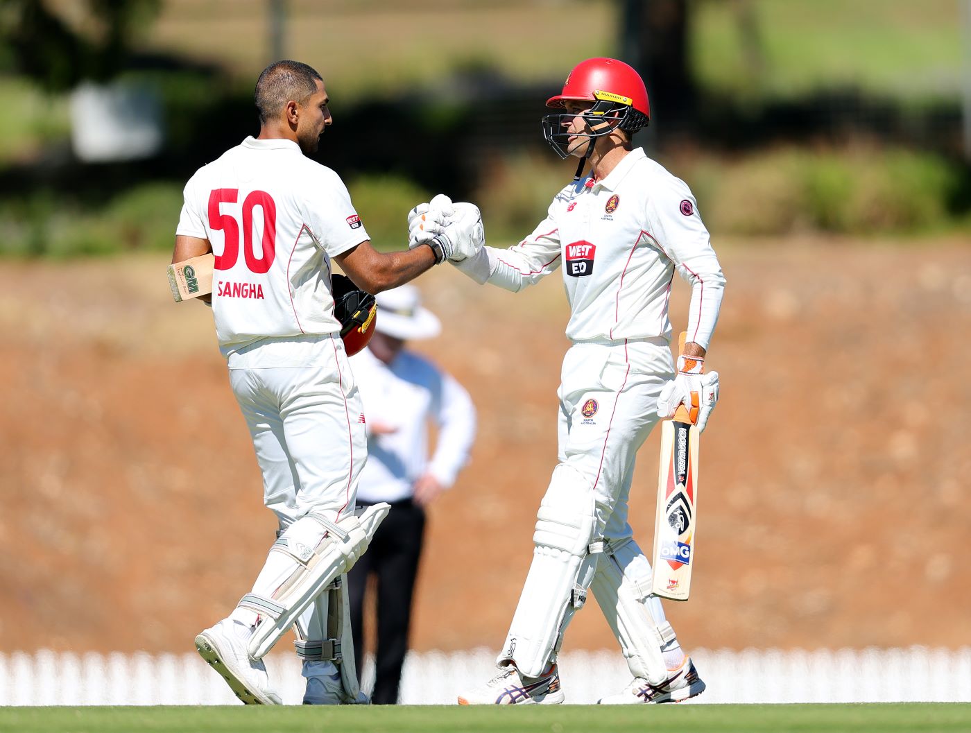 Sangha century, Carey, Scott fifties puts South Australia in strong position